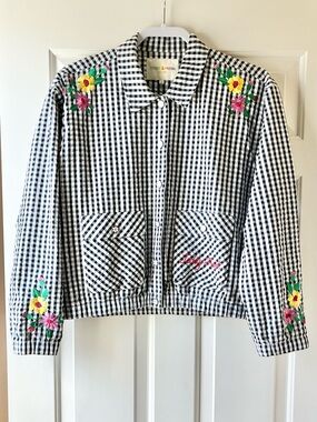 Teddy Fresh Seersucker Cotton Gingham Jacket White & Black Size M